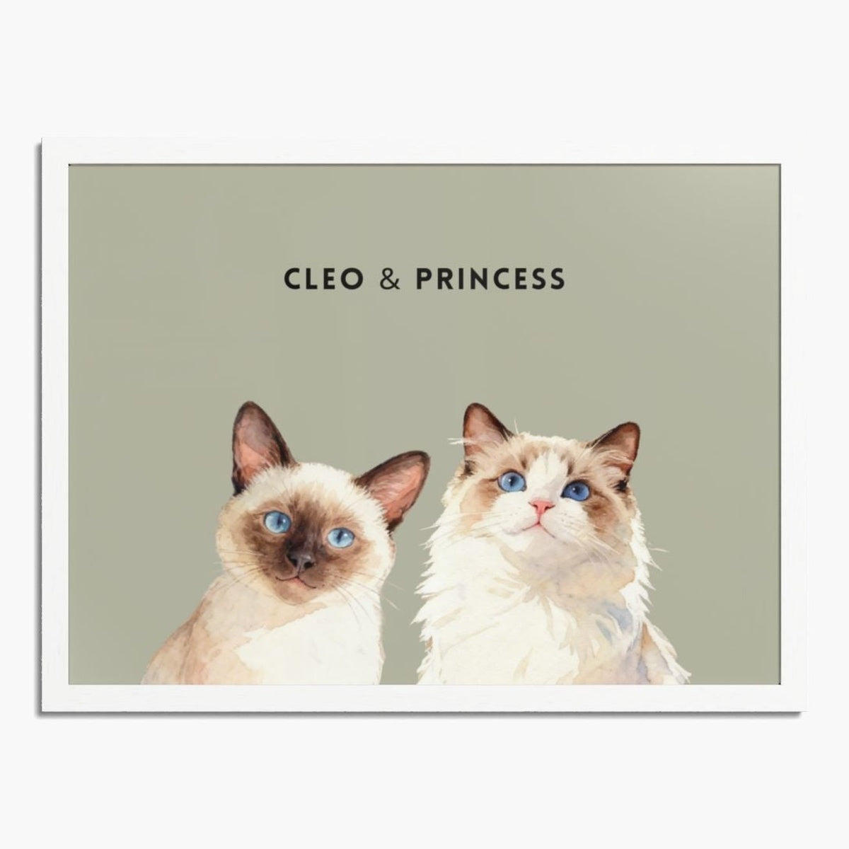 Custom Watercolor Two Pet Portrait