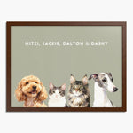 Custom Watercolor Four Pet Portrait