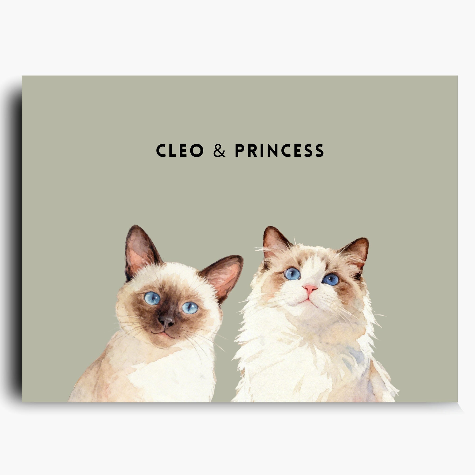 Custom Watercolor Two Pet Portrait