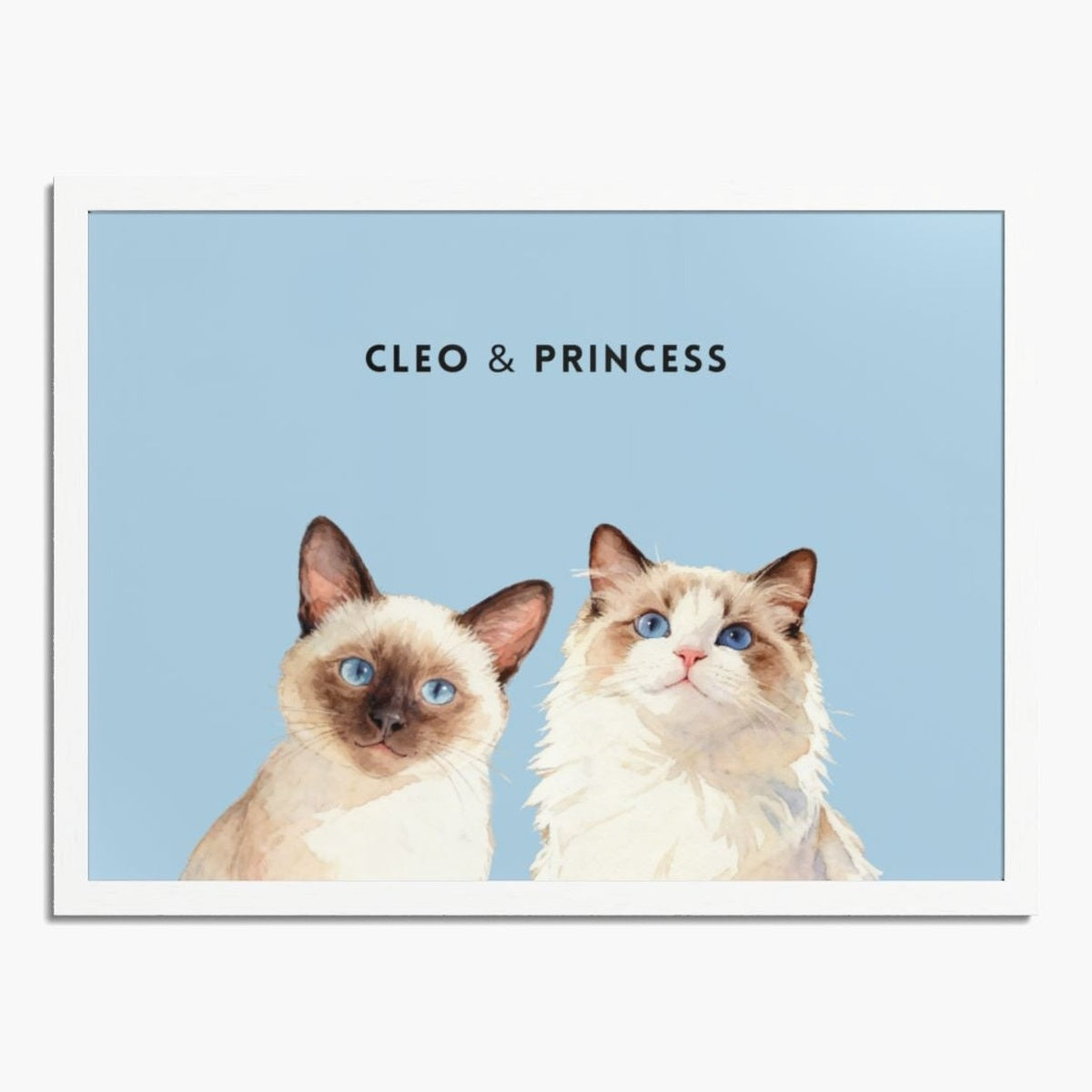 Custom Watercolor Two Pet Portrait