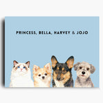 Custom Watercolor Four Pet Portrait