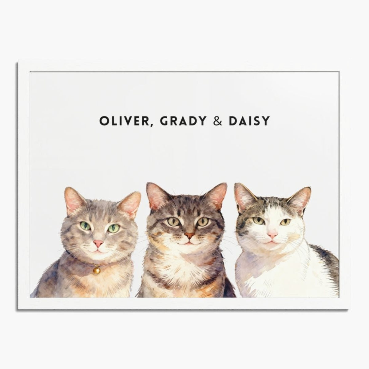 Custom Watercolor Three Pet Portrait