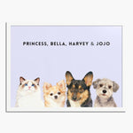 Custom Watercolor Four Pet Portrait