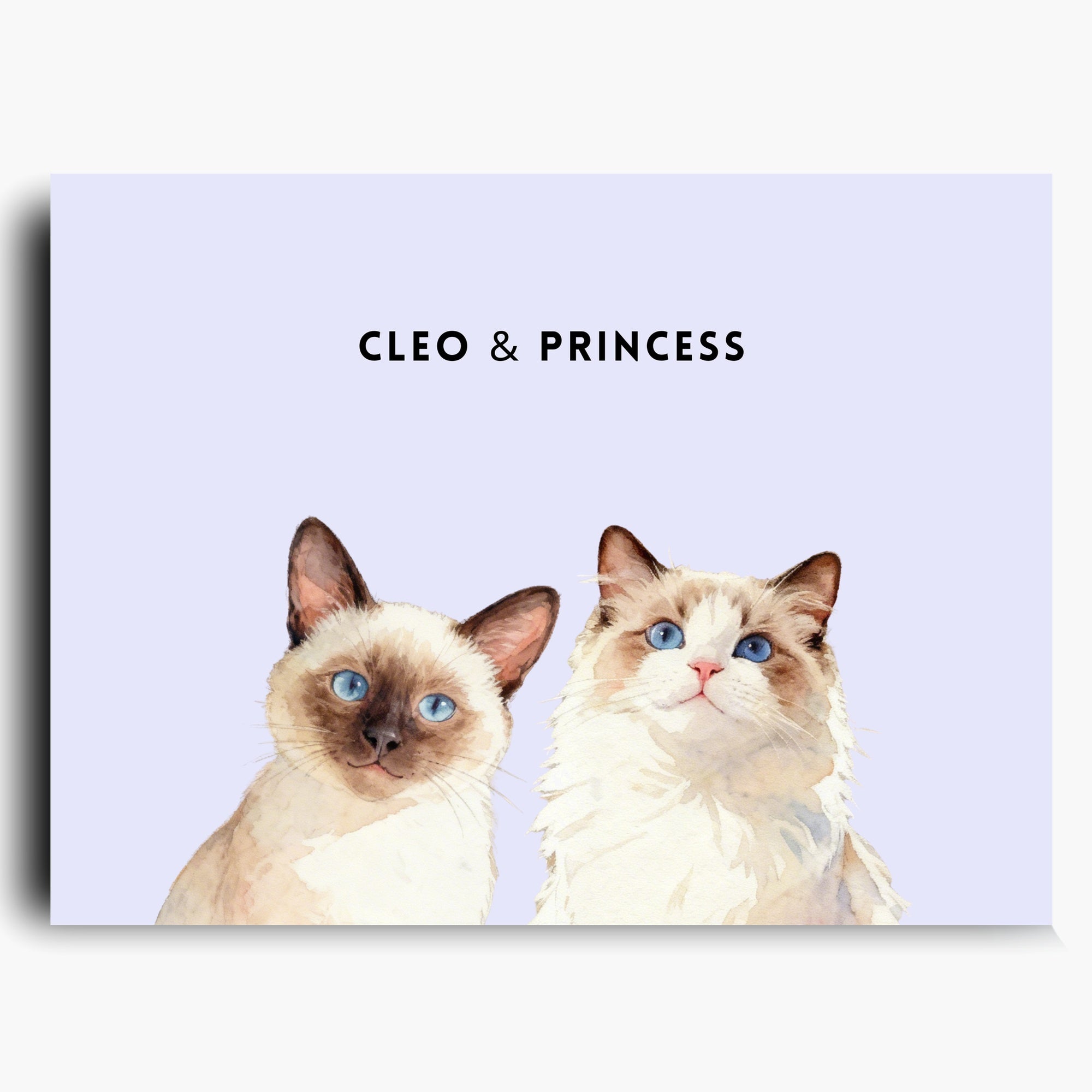 Custom Watercolor Two Pet Portrait