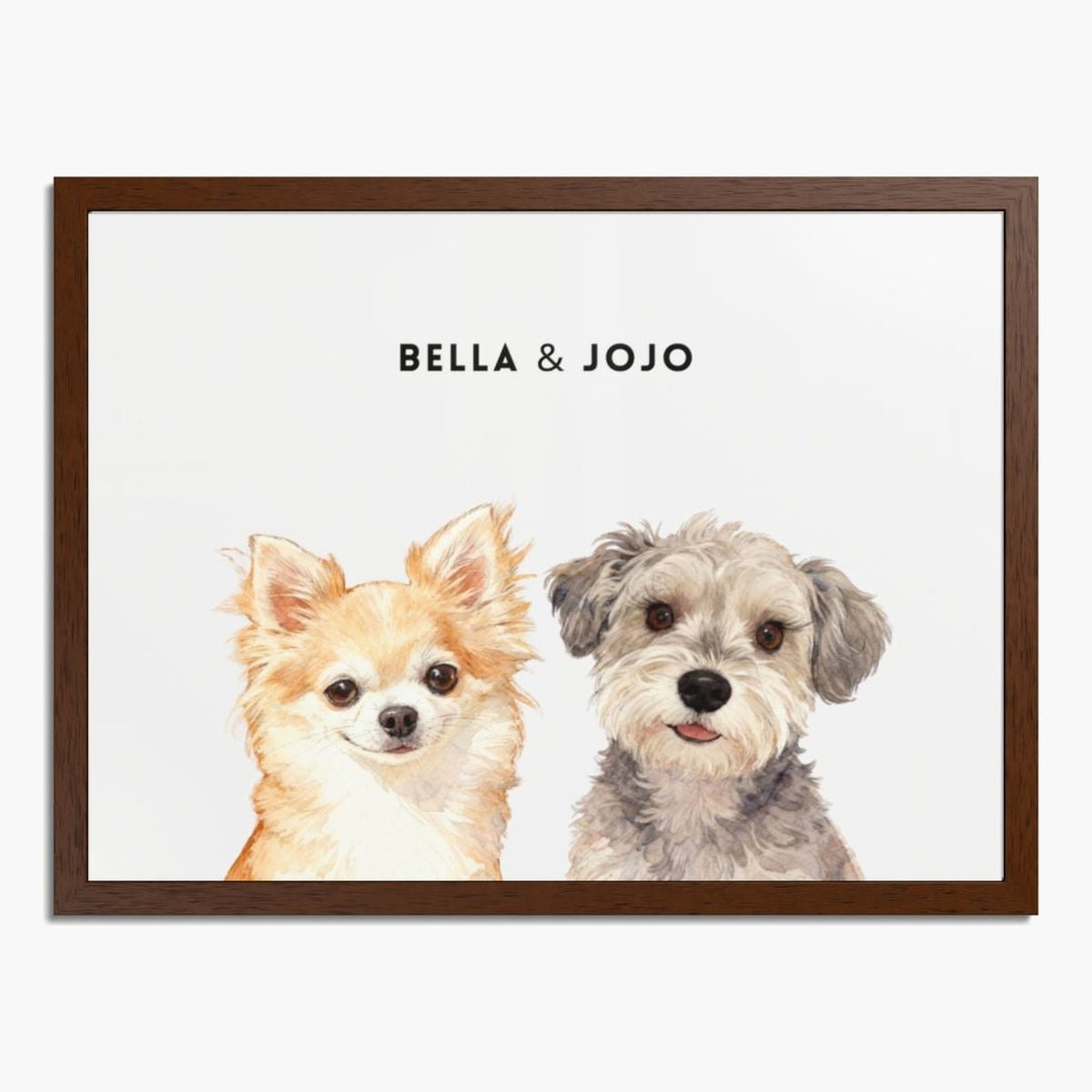 Custom Watercolor Two Pet Portrait