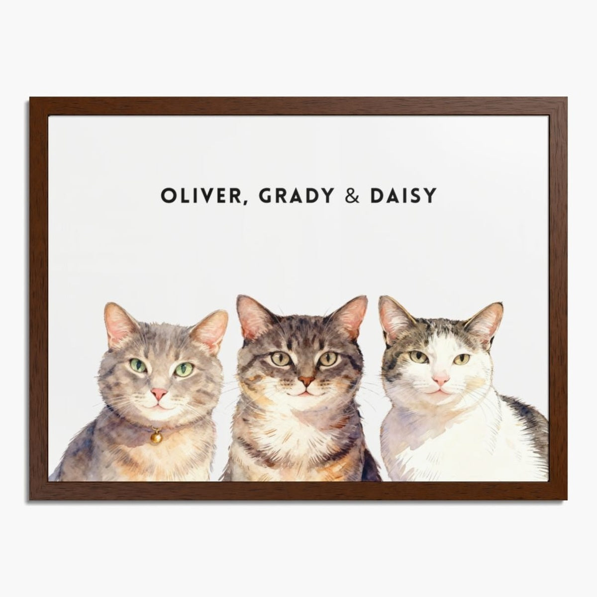 Custom Watercolor Three Pet Portrait