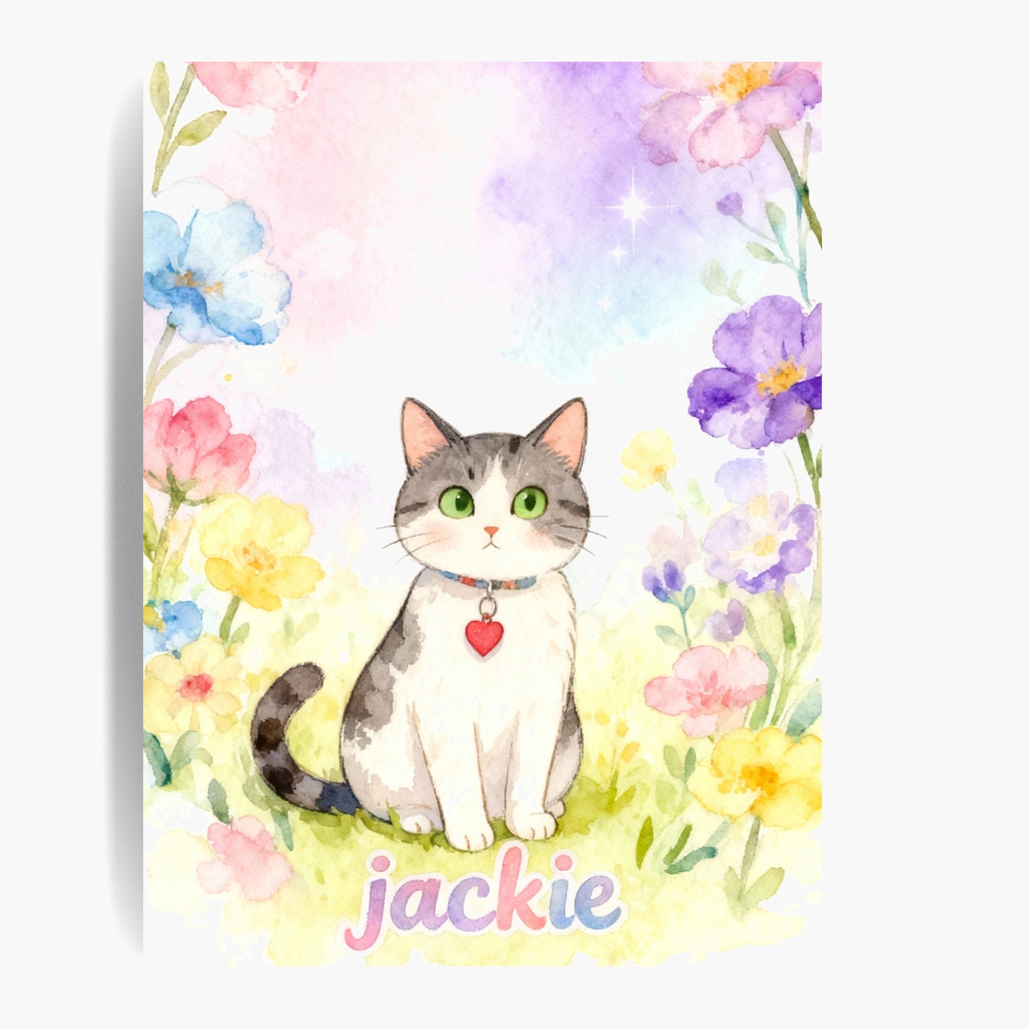 Cartoon Watercolor Custom Pet Portrait