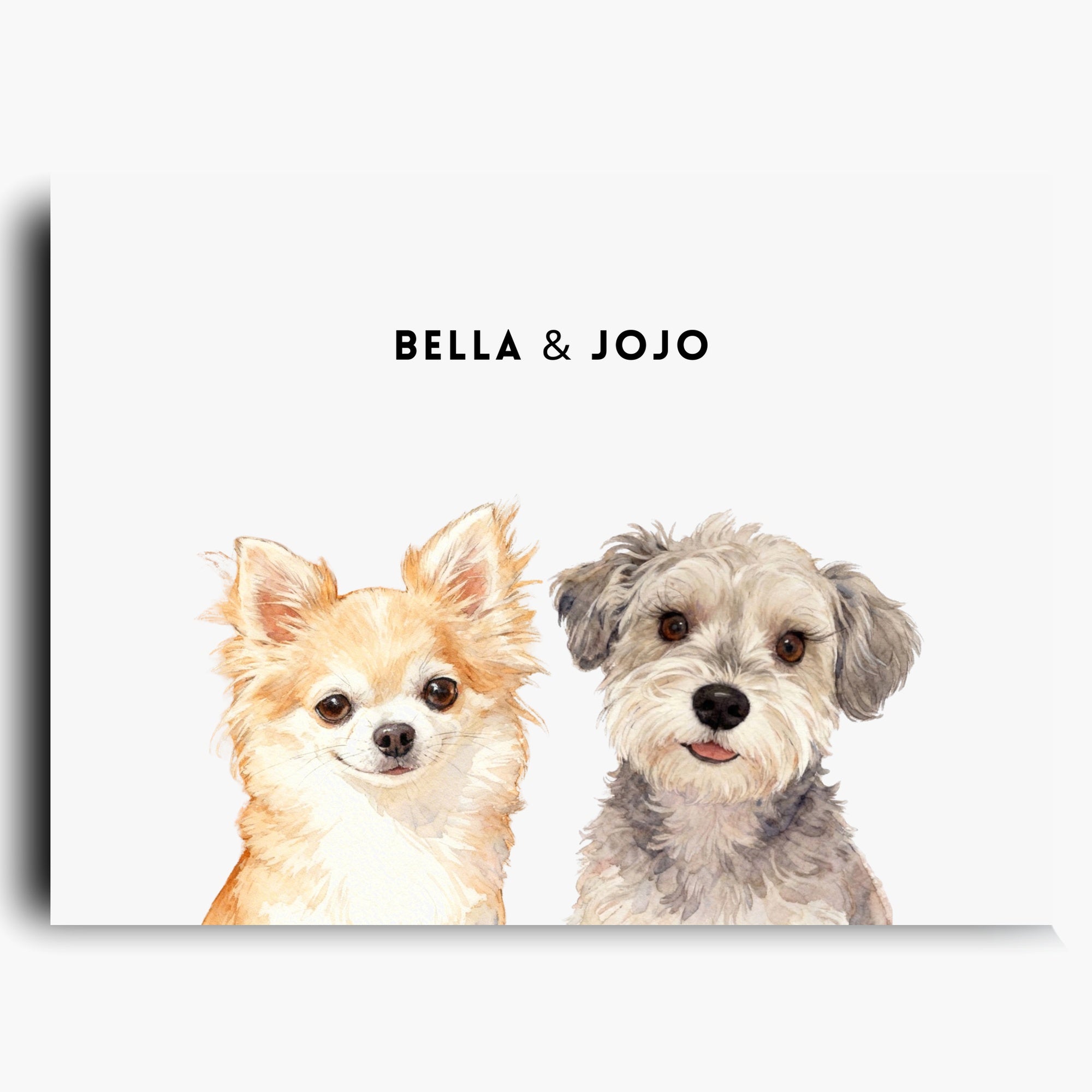 Custom Watercolor Two Pet Portrait