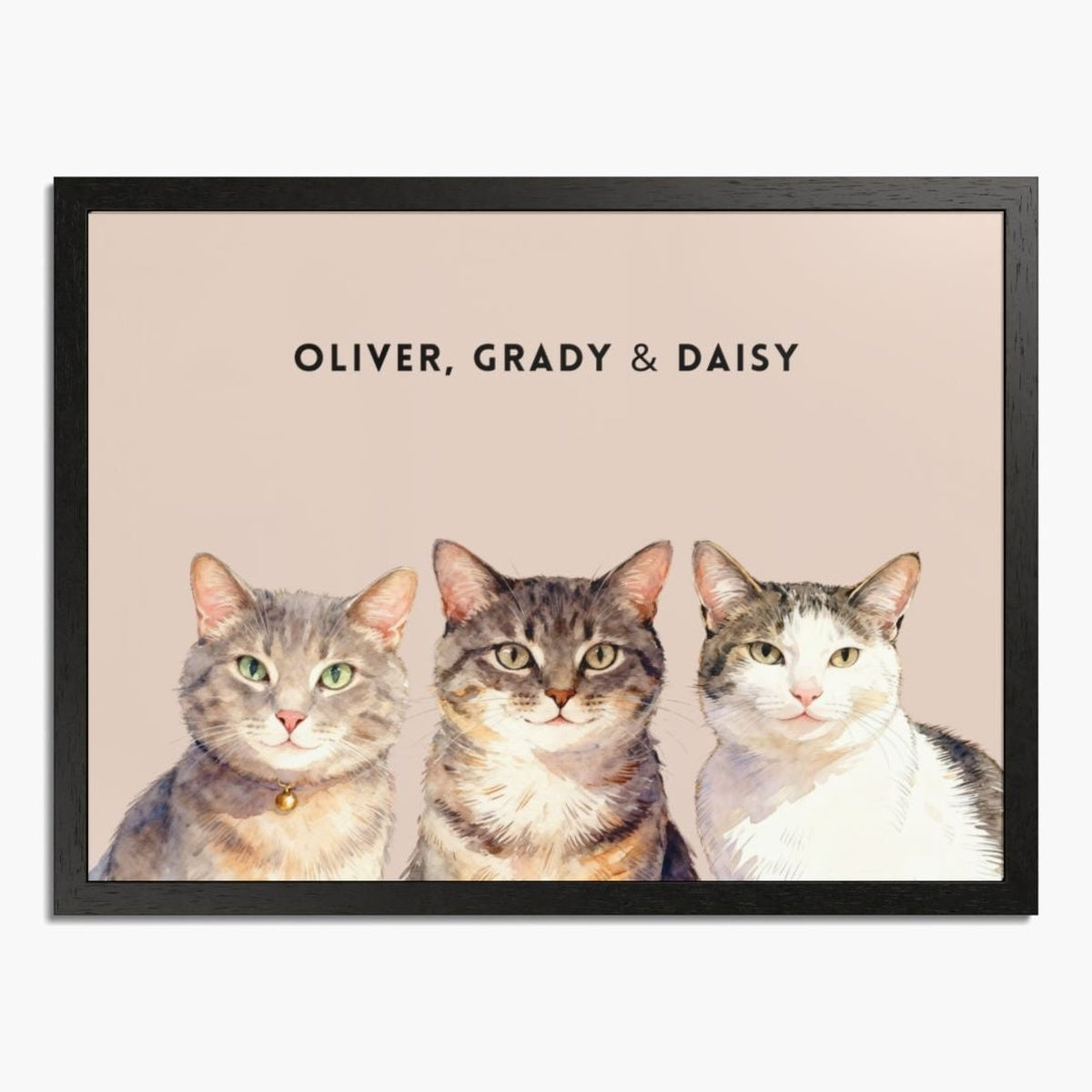 Custom Watercolor Three Pet Portrait