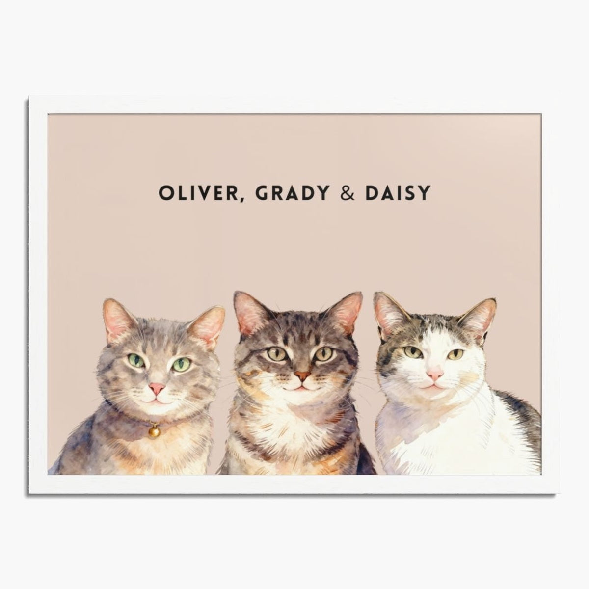 Custom Watercolor Three Pet Portrait