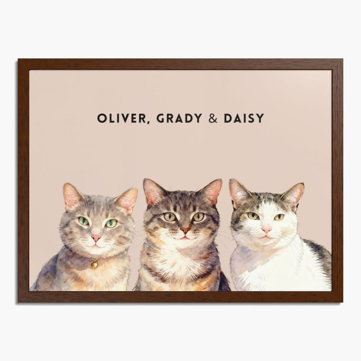 Custom Watercolor Three Pet Portrait