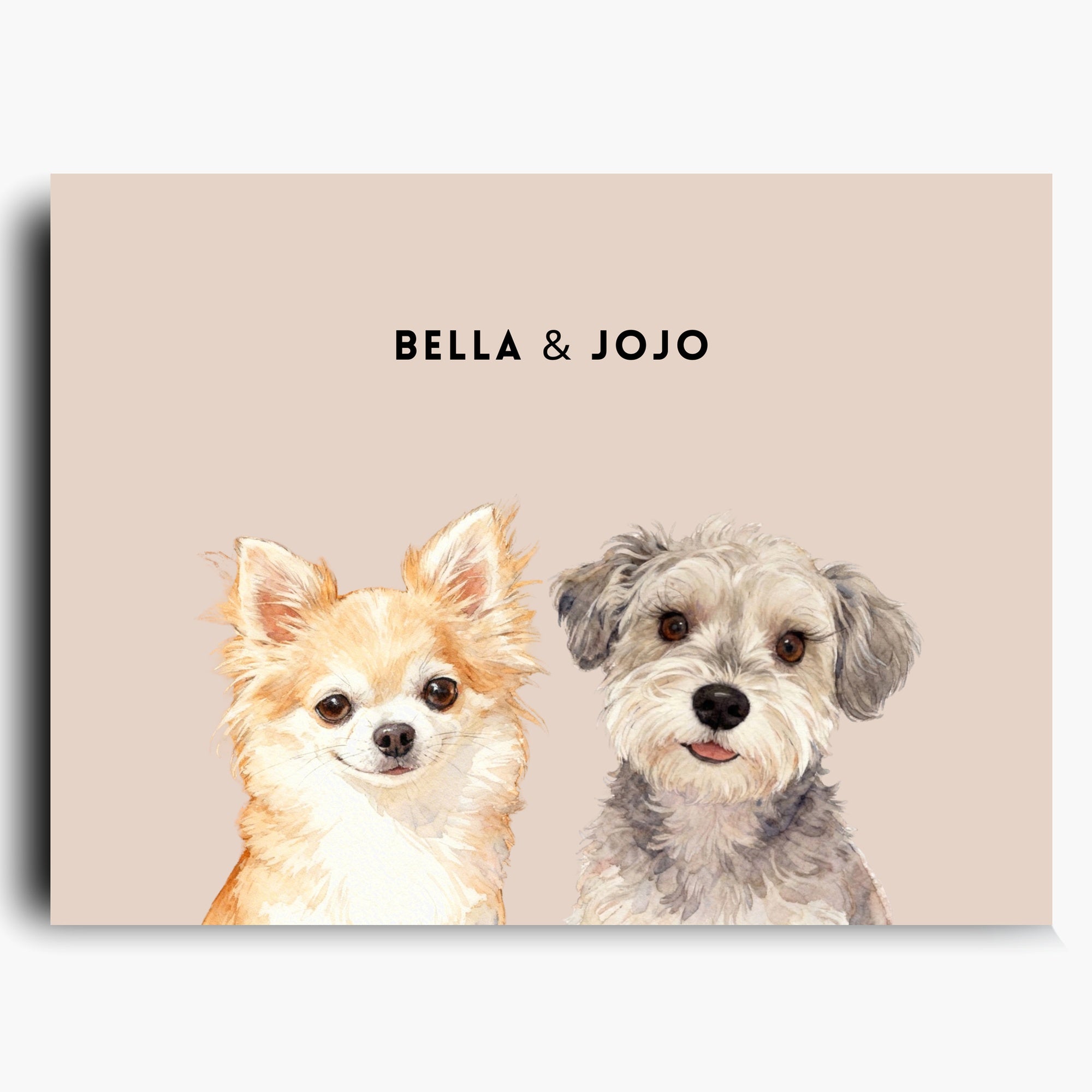 Custom Watercolor Two Pet Portrait