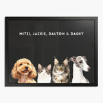 Custom Watercolor Four Pet Portrait