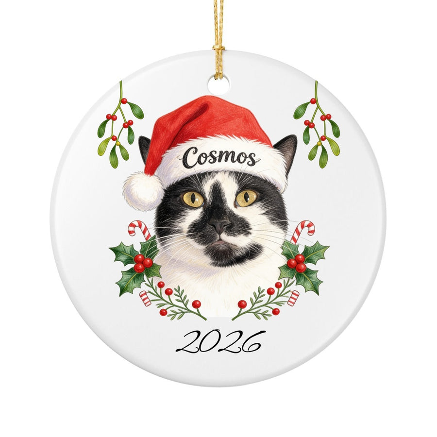 Santa Hat Pet Ornament (Booth) — Soft White